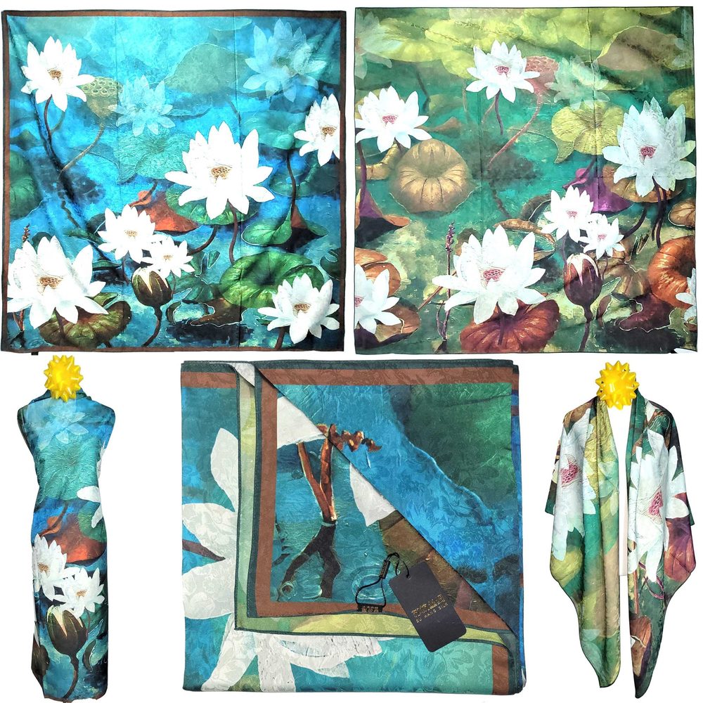 NWT Double Sided Silk Scarf 53"x53" Large Square Shawl Wrap XiangYunShal 22181